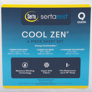 Thumbnail 3: Serta 6 Pc Cool Zen Sheet Set 