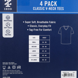 Thumbnail 2: IZOD Mens 4 Pk Classic V-Neck Tees 