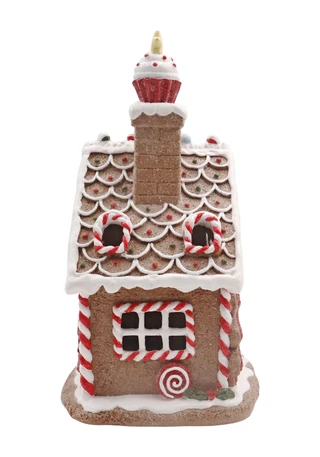 Thumbnail 4: Magical Season 9" x 12" LED Brown Gingerbread House 
