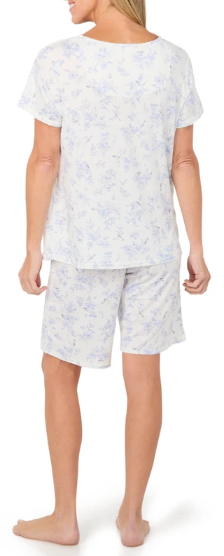 Thumbnail 2: Laura Ashley Women's 2 Pc Floral Pajama Bermuda Shorts Set 