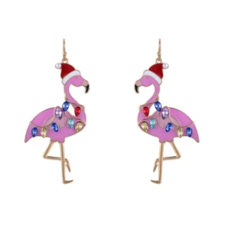 Thumbnail 1: Brighten the Season Christmas Flamingo Lights Drop Earrings 