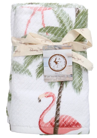 Thumbnail 1: Panama Jack 2 Pk 16x28 Tropical Flamingo Hand Towel Set 