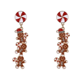 Thumbnail 1: Brighten the Season Christmas Candy Cane Swirl Drop Earrings 