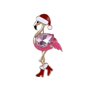 Thumbnail 1: Brighten the Season Christmas Pink Flamingo Pin 