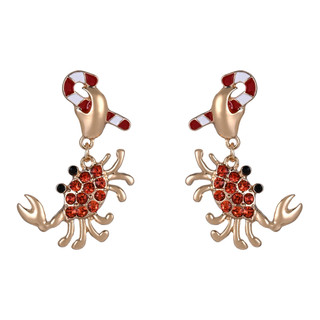 Thumbnail 1: Brighten the Season Christmas Crystal Crab Earrings  