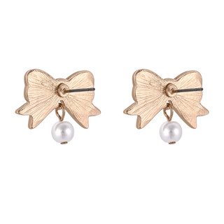 Thumbnail 2: Hallmark Christmas Red Enamel Pear Bow Stud Earrings 