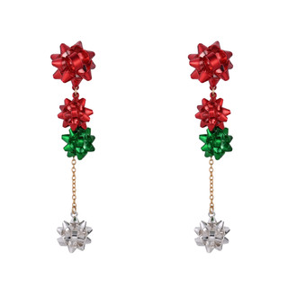 Thumbnail 1: Brighten the Season Christmas Dangle Bow Drop Earrings 