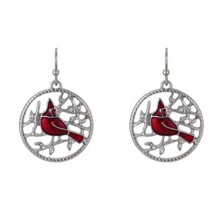Thumbnail 1: Brighten the Season Christmas Cardinal Round Drop Earrings 