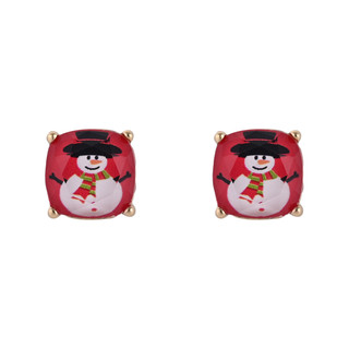 Thumbnail 1: Brighten the Season Christmas Snowman Vintage Stud Earrings 