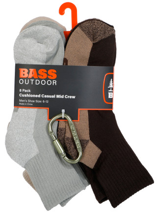 Thumbnail 1: Bass Men's 8-Pack Cushioned Casual Mid Crew Socks 
