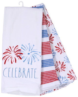 Thumbnail 1: RAE DUNN 3-Piece Celebrate Kitchen Towel Set 