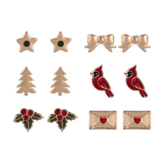 Thumbnail 1: Hallmark Christmas 6 Pair Stud Earrings 