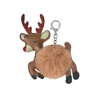 Thumbnail 1: Brighten the Season Christmas Fuzzy Reindeer Bag Charm 