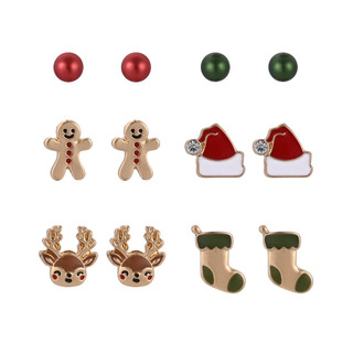Thumbnail 1: Hallmark Christmas 6 Piece Stud Earrings 