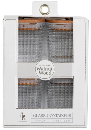 Thumbnail 1: GOURMET HOME PRODUCTS 4-Piece 4 oz Square Glass Snack Container Set 