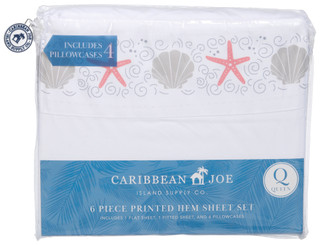 Thumbnail 1: Caribbean Joe 6 Pc Queen Oceana Print Hem Sheet Set  