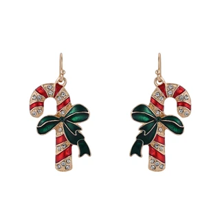 Thumbnail 1: Brighten the Season Christmas Candycane Drop Earrings 
