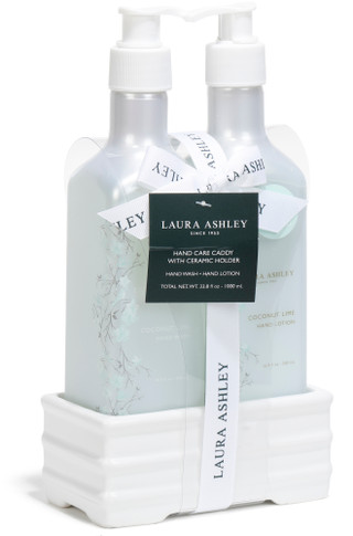 Thumbnail 1: Laura Ashley  33.8 oz Coconut Lime Hand Wash & Lotion w/ Ceramic Holder  