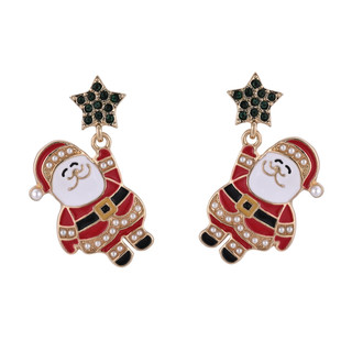 Thumbnail 1: Brighten the Season Christmas Dangle Santa Earrings 