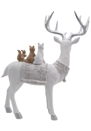Thumbnail 2: Magical Season 18.5" White Embroidered Pinecone Standing Deer  