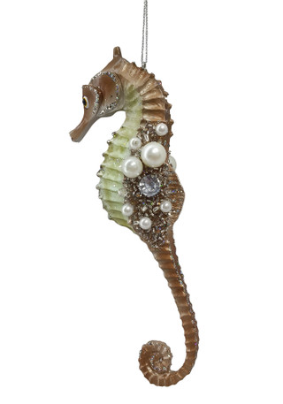 Thumbnail 1: Magical Season Natural Beaded Seahorse Ornament 