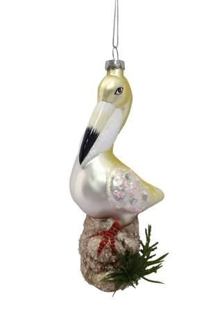 Thumbnail 1: Magical Season Glass Flamingo on Greenery Ornament 