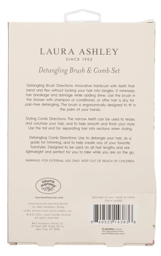 Thumbnail 2: Laura Ashley 3 Pc Detangling Brush & Comb Set 