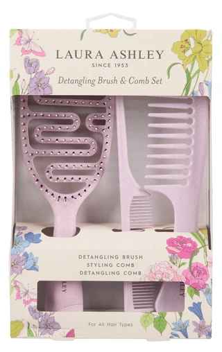 Thumbnail 1: Laura Ashley 3 Pc Detangling Brush & Comb Set 