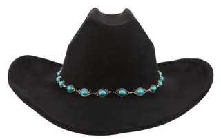 Thumbnail 2: Capture Women's Faux Suede Mesa Cowboy Hat with Aqua Chain Detail 