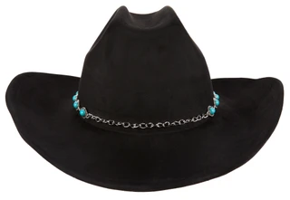 Thumbnail 3: Capture Women's Faux Suede Mesa Cowboy Hat with Aqua Chain Detail 