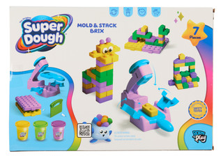 Thumbnail 2: The Original Super Dough 7 Pc Super Dough Mold & Stack Brix Playset 