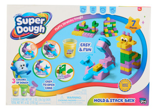 Thumbnail 1: The Original Super Dough 7 Pc Super Dough Mold & Stack Brix Playset 