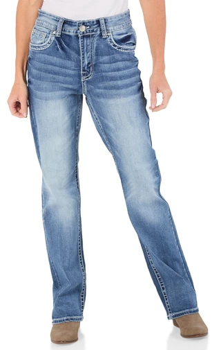 Thumbnail 1: Shiloh Sky Women's Bling Back Straight Jeans 