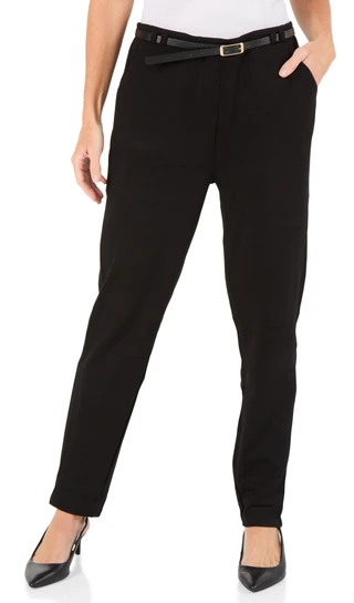 Thumbnail 1: KAY UNGER Women's Skinny Modal Pants w/ Belt 