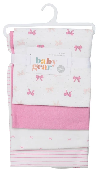 Thumbnail 1: Baby Gear Baby Girls 4 Pk Flannel Blankets  
