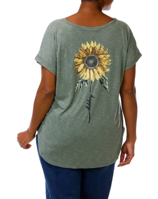 Thumbnail 3: Tru Self Women's Plus Happy Sunflower Top  