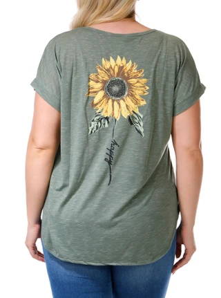 Thumbnail 2: Tru Self Women's Plus Happy Sunflower Top  