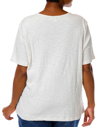 Thumbnail 3: Coral Bay Plus Short Sleeve Textured Henley Neck Top 