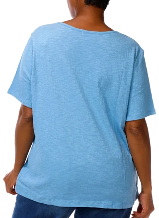 Thumbnail 3: Coral Bay Plus Short Sleeve Textured Henley Neck Top 