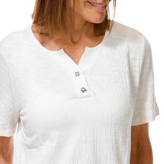 Thumbnail 2: Coral Bay Plus Short Sleeve Textured Henley Neck Top 