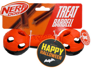 Thumbnail 1: Nerf Rubber Treat Barbell Dog Toy  