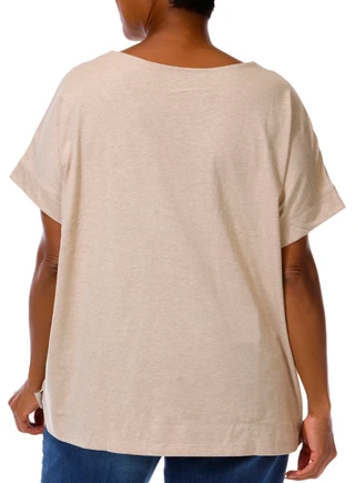 Thumbnail 3: Coral Bay Plush Short Sleeve Embellished Floral V-Neck Top 