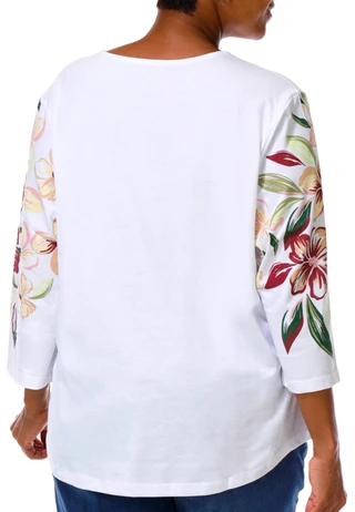 Thumbnail 2: Coral Bay Plus 3/4 Sleeve Floral Print V-Neck Top 