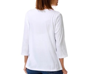 Thumbnail 3: Coral Bay Plus 3/4 Sleeve Decorative Stitch Split Neck Top 