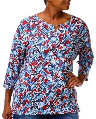 Thumbnail 2: Coral Bay Plus 3/4 Sleeve Print Top 