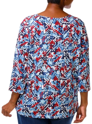 Thumbnail 4: Coral Bay Plus 3/4 Sleeve Print Top 