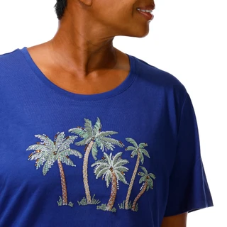 Thumbnail 3: Coral Bay Plus Short Sleeve Embellished Palm Tree Top 