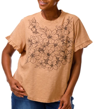 Thumbnail 3: Democracy Plus Floral Embroidered Ruffle Sleeve Top 