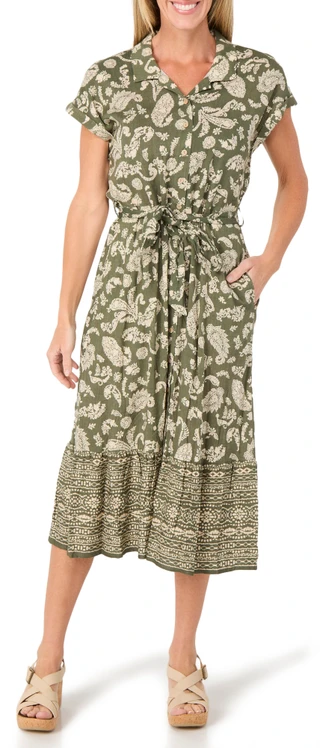 Thumbnail 1: Lucky Brand Women's Short Sleeve Button Down Printed Dress 
