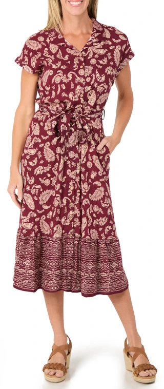 Thumbnail 1: Lucky Brand Women's Short Sleeve Button Down Printed Dress 